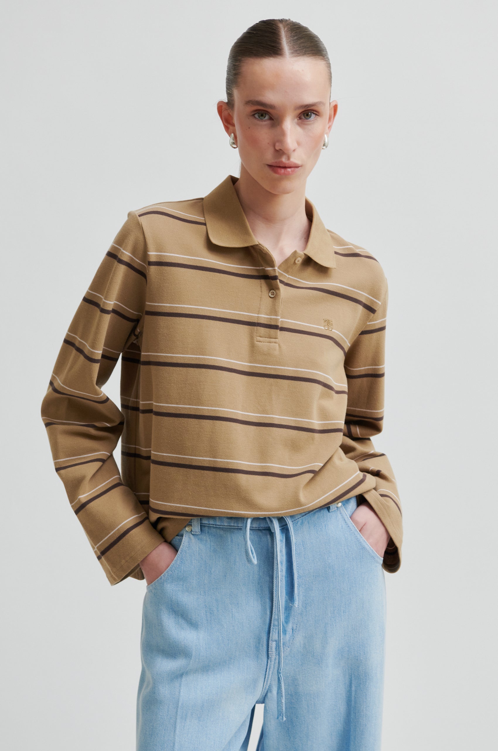 Lovella Striped polotrøje - Kelp